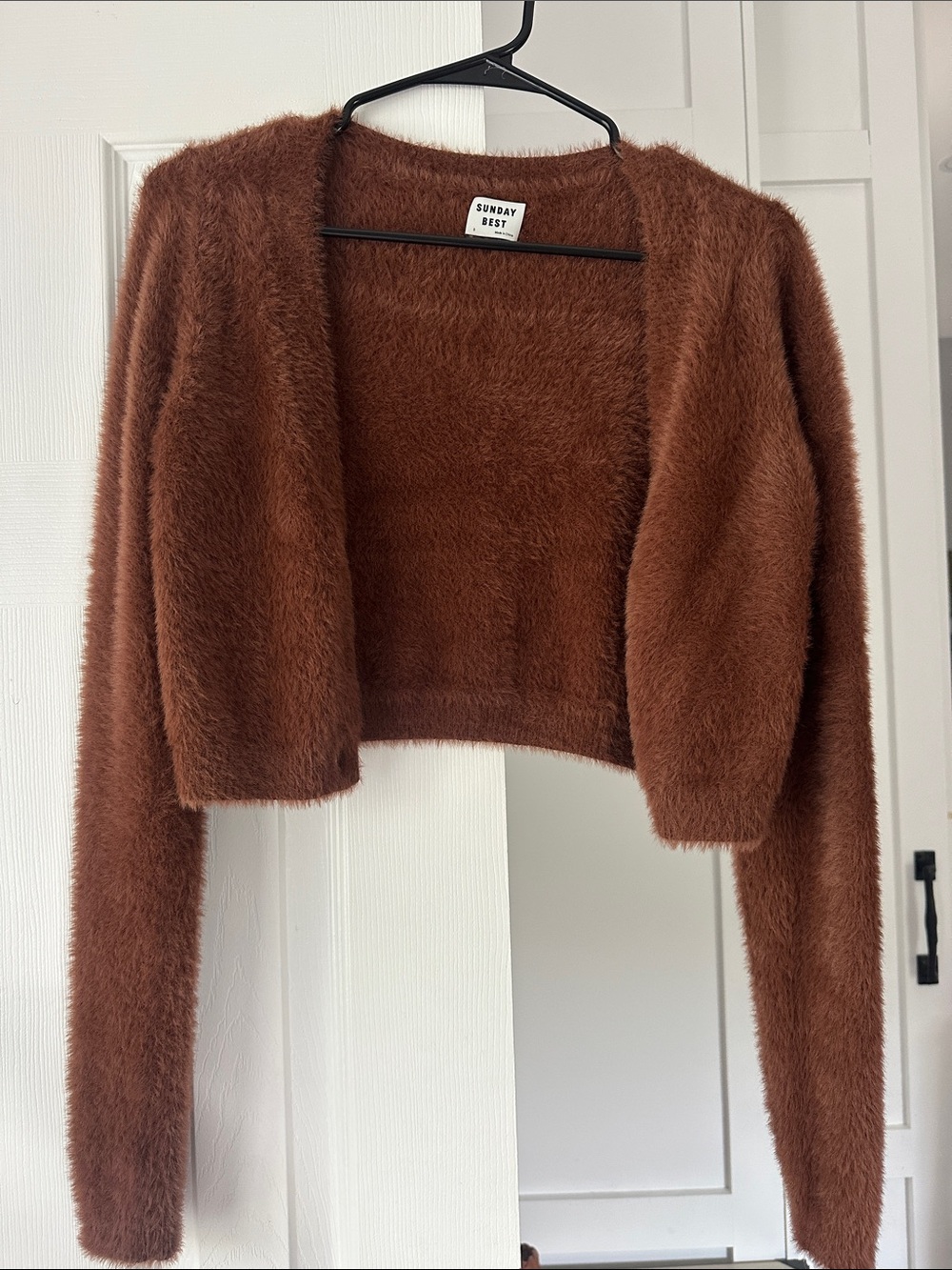 Sunday Best Rust Brown Fuzzy Cropped Cardigan